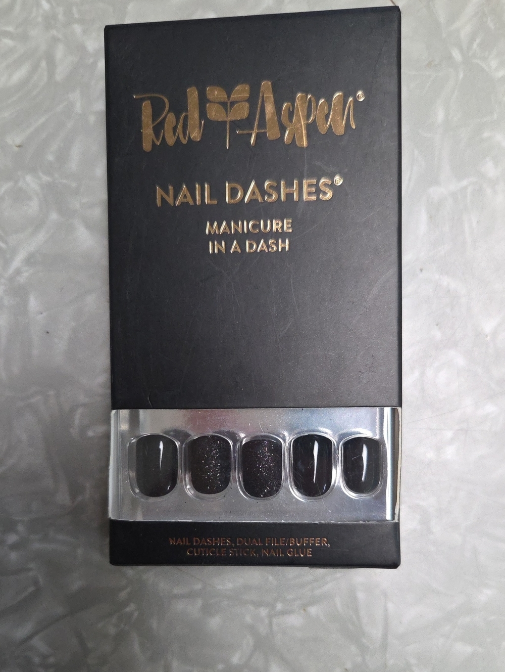 Red Aspen Black Nail Dashes - Press-On Manicure